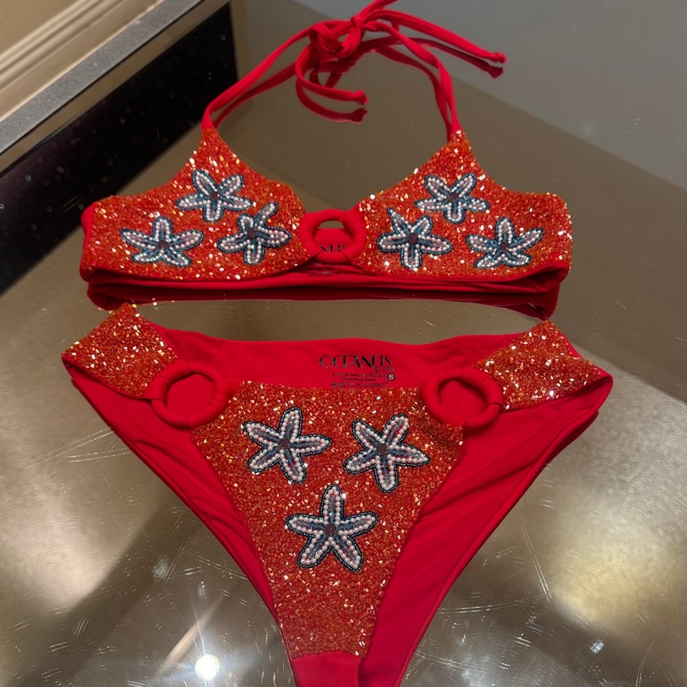 OCEANUS Beaded Embellished Bikini